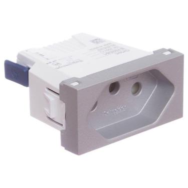 Imagem de Módulo Tomada 2 Pinos + Terra 10 Amperes 250 Volts Borne Automático Alumínio Orion S70205174 Sch
