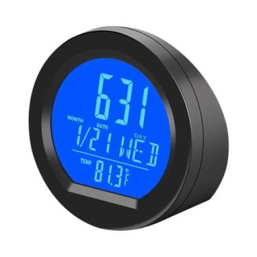 Imagem de Relógio Solar LCD Luminoso Para Carro Com Data E Termômetro, Acessório