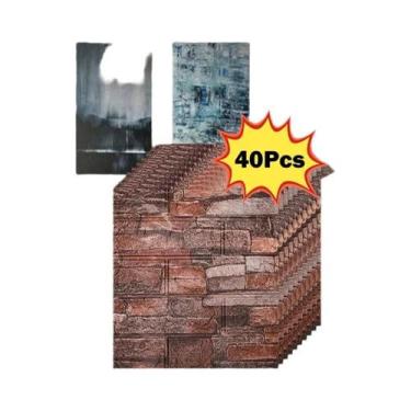 Imagem de Papel De Parede DIY 3D Retro Imitando Tijolos 38.5X35cm Autoadesivo À 