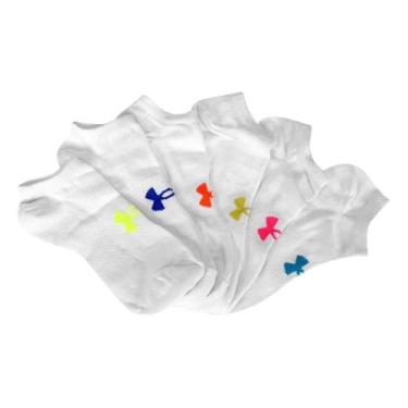 Imagem de Meia Under Armour Essential Invisível Kit 6 Unidades Branca, M