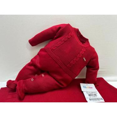 Imagem de Saída Maternidade Luxo Bebê Menino Malha Tricô Paraiso 16144, Vermelho