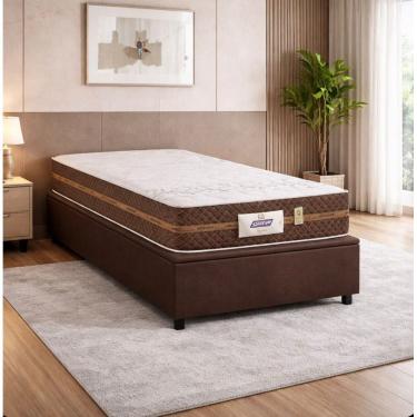 Imagem de Cama Box Baú Solteiro Colchão Molas Flora Gazin 88x188x61cm Marrom
