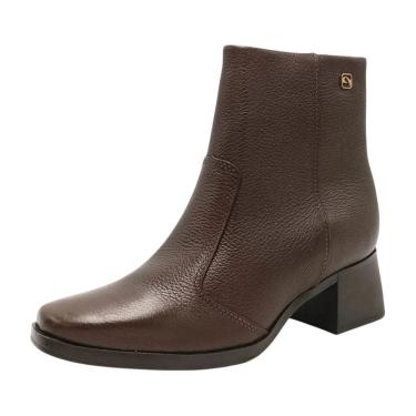 Imagem de Bota Feminina Conforto Couro Soft Touch Salto Medio Pegada