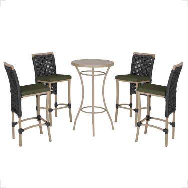 Imagem de Mesa Bistro E 4 Banquetas Roma Fendi Corda Náutica 12 Preta