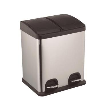 Imagem de Lixeira Twins Inox 2 Compartimentos Com Amortecedor 30 Litros - Jolite