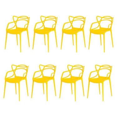 Imagem de Kit 8 Cadeiras Allegra Amarela Sala Cozinha Janta - Waw Design