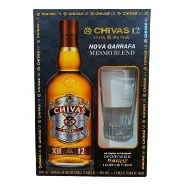 Imagem de Kit Whisky Chivas Regal 12 anos 1000ml + Copo de Vidro Personalizado