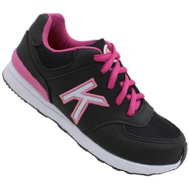 Imagem de Tênis Infantil Feminino Juvenil Meninas Escolar Preto/Pink - Kidstar, 