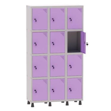 Imagem de Armário Guarda Volume Locker Roupeiro 3 Vãos 12 Portas Aço GRF503/12 C