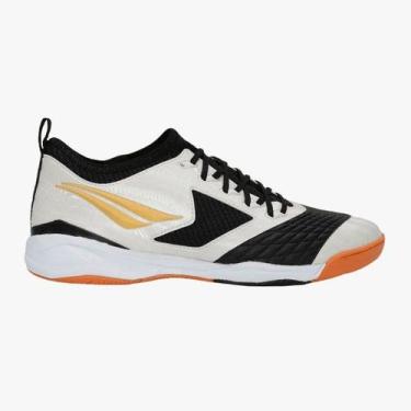 Imagem de Chuteira Futsal Penalty Max 1000 Ecoknit, Branco, Dourado, Preto, 44