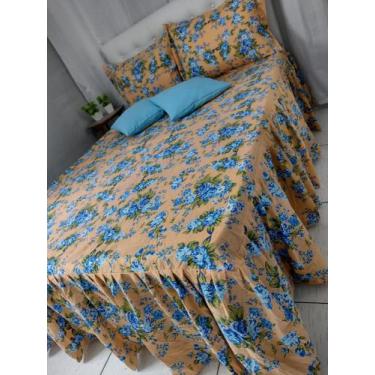Imagem de Kit Colcha Casal Princesa 5 Peças Mônica ateliê, Azul