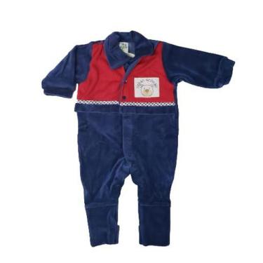 Imagem de Macacão bebê menino em plush pé reversível bloomys  tam médio, M, Azul