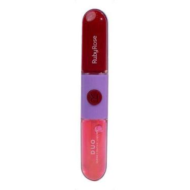 Imagem de Batom e gloss liquido duo ld12 hbf56912 rubyrose - RUBY ROSE