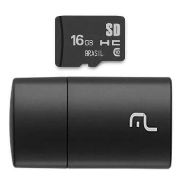 Imagem de Pen Drive Adaptador Micro Sd + Cart Sd 16 Gb Class10 Mc162 Multilaser
