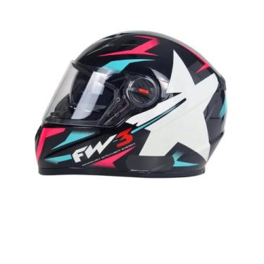 Imagem de Capacete FW3 GTX Star Azul Tifanny/ Rosa e Branco, 56