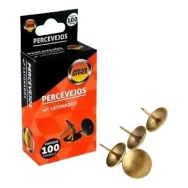 Imagem de Percevejos Tachinhas Latonadas Douradas Metal 11mm - Kit 100 Unidades 
