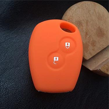 Imagem de YJADHU Porta-chaves de silicone para proteção do porta-chaves do carro Porta-chaves porta-chaves, adequado para Renault Clio Scenic Megane Duster Sandero Captur, laranja