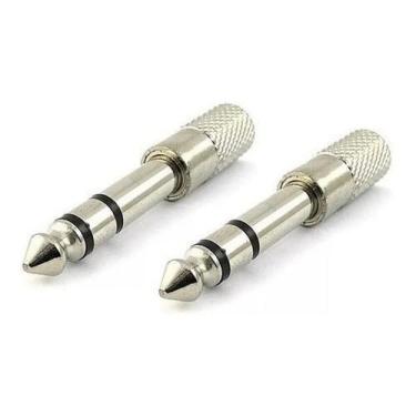 Imagem de Kit C/2 Plug Adaptador P2/p10 Estéreo Conector Fone Cromado