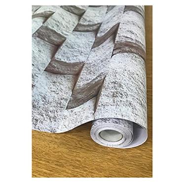 Imagem de WSWJDW Home Decor 3D PVC Madeira Granulado Adesivos de Parede Papel Tijolo Pedra Efeito Rústico Autoadesivo Autocolante Decoração de Casa Sala, 45 cm x 10 m