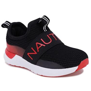 Imagem de Nautica T nis de corrida atl tico sem cadar o para crian as|Menino - Menina|(Beb /Crian a pequena), Tuva, preto, vermelho, 5 Toddler