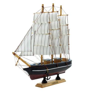Imagem de Miniatura Barco Navio de Madeira Veleiro Decorativo – 29cm