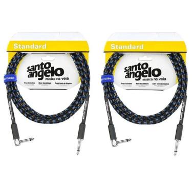 Imagem de Kit 2 Cabo Santo Angelo Guitarra Violão P10 L 90° Tecido 3m