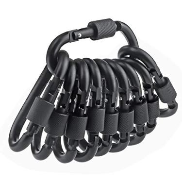 Imagem de IEBUOBO Pacote com 10 anéis de alumínio para chaveiros e trilhas, mosquetão, para caminhadas, acampamento, pesca e uso ao ar livre, clipes com portão de parafuso