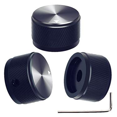 Imagem de mxuteuk 3 Pcs Botões De Guitarra Liga De Alumínio Potenciômetro Controle Botão Volume Áudio Guitarra Elétrica Botão Baixo Botão Parafuso Tipo 25 X 15,5 Mm (D*H) Botão-06-25Bk Preto