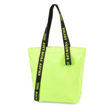 Imagem de Bolsa Sacola Feminina Nylon Up4you Bu78287 Verde Limão - Luxcel