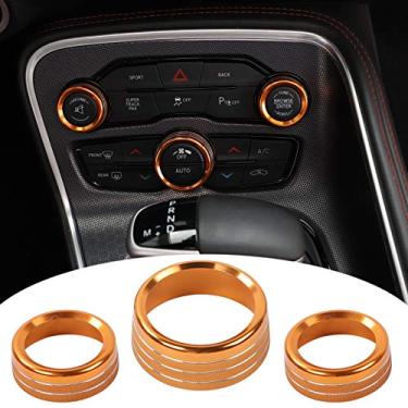 Imagem de Voodonala Botão de botão de CD de interruptor de ar condicionado para Dodge Challenger Charger Chrysler 300 300s 2015-2019, para RAM 2013-2018 (laranja liga de alumínio)