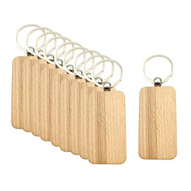 Imagem de Generic peças em chaveiro de madeira faça você chaveiros chaveiros fatias de madeira inacabado chaveiro à mão para, Estilo E 34x65mm