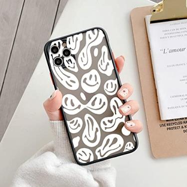 Imagem de Capas de telefone de rosto sorridente engraçado para iphone 11 12 13 pro max 6s 7 8 plus se2020 x xs max xr capa traseira dura fosca, preto smiley 1, para iphone12