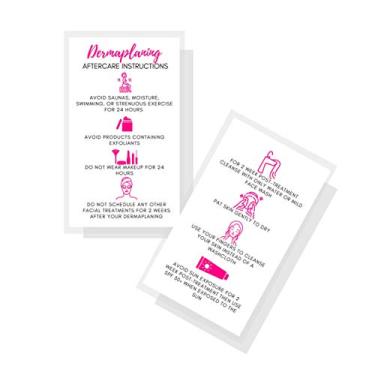 Imagem de Cartões de pós-cuidado Dermaplaning | Pacote com 50 | Tamanho 5 x 8,9 cm Tamanho do cartão de visita | Lâmina de microplanamento PMU | Instruções de cuidados pós-cuidados branco com design de ícones r