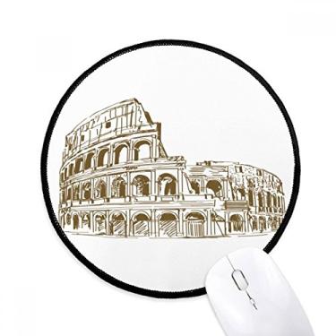Imagem de Tapete de mouse de paisagem de desenho de paisagem de Roma da Itália para escritório tapete redondo para computador
