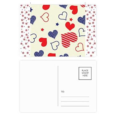 Imagem de Cartão postal vermelho azul em forma de coração pentagrama América Natal flor celebração cartão postal bênção