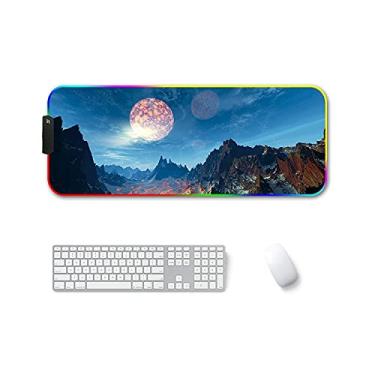 Imagem de 300x800x3mm F-01 Rubber Thermal Transfer RGB Luminous Non-Slip Mouse Pad