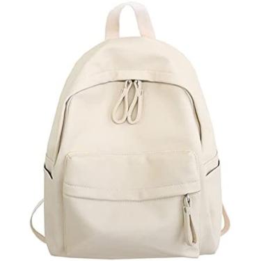 Imagem de Mochila De Viagem Mochila Da Moda Casual Bolsa De Ombro Feminina Bolsa De Ombro De Cor Sólida Mochila Escolar Para Meninas,Bege,Constructive23