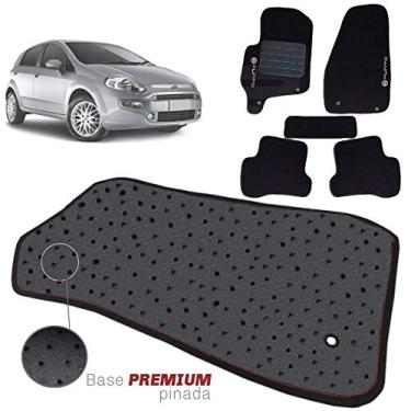 Imagem de Jogo de Tapete Carpete Tevic Pinado Fiat Punto 2013 14 15 16 17 Impermeável Lavável Logo Bordado 5 Peças