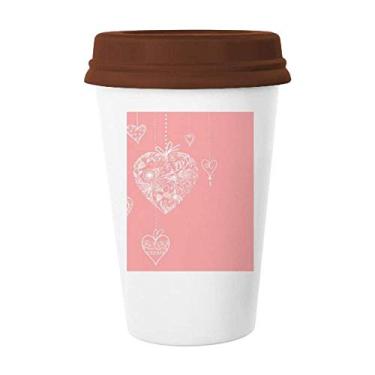 Imagem de Caneca de cerâmica com coração rosa para o Dia dos Namorados Caneca de vidro para beber café