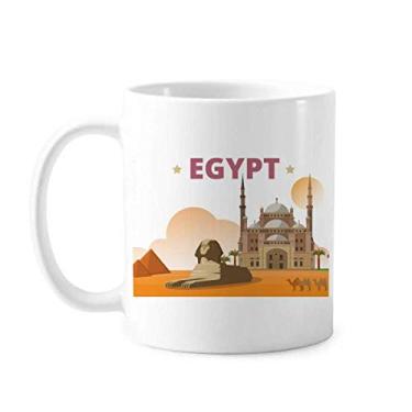 Imagem de Caneca de cerâmica do Egito da pirâmide da cidade Caneca de porcelana de café