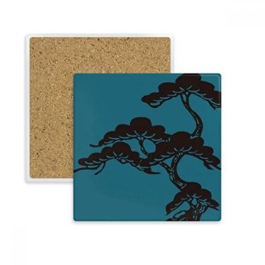 Imagem de Pintura de cultura japonesa azul quadrado tapete porta-copos caneca suporte subplaca pedra isolante