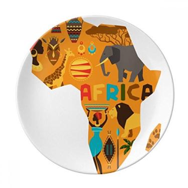Imagem de Prato de sobremesa de elefante africano com ilustração de Savanna africana de porcelana decorativa de 20,32 cm, jantar em casa