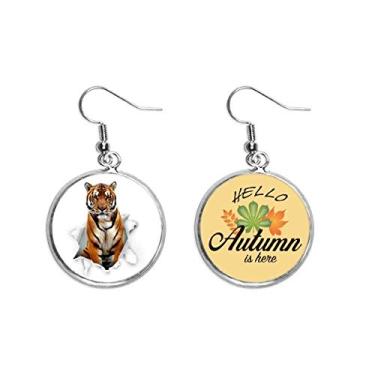 Imagem de Animal Paper Breaks Shock Tigers Ear Pendente Folha Outono Brinco Joia