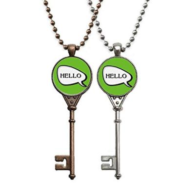 Imagem de OFFbb-USA Língua diária Chat Happy Greetings Hello Key colar pingente joia decoração de casal