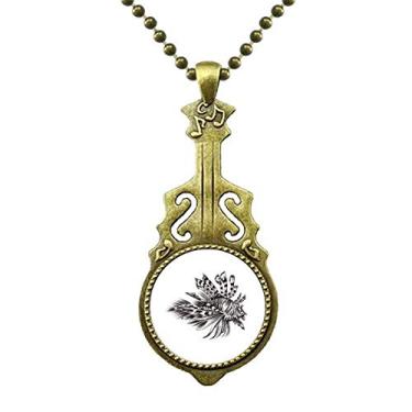 Imagem de DIYthinker Marine Life Colar de ilustração de peixe preto antigo com pingente de música