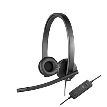Imagem de Logitech H570e Fone de ouvido com fio, fones de ouvido estéreo com microfone de cancelamento de ruído, USB, controles em linha com botão de mudo, LED indicador, PC/Mac/Laptop - Preto