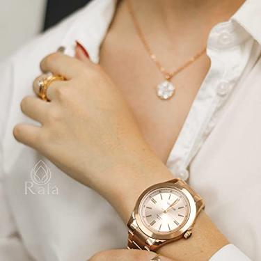 Imagem de Kit Relógio Seculus Casual Aço Com Semi Joias Rose