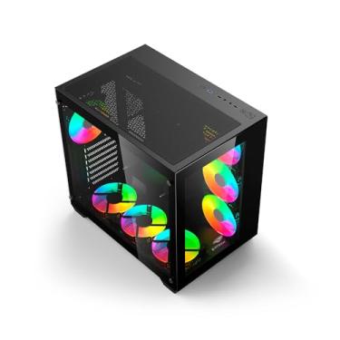 Imagem de Gabinete AQUARIUS Gamer C3Tech MT-G910BK Preto frontal e lateral de vidro temperado USB 2.0, 3.0 Conector P2 para Audio e para Microfone suporta até 10 coolers Fan filtro anti poeira