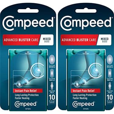 Imagem de Compeed Advanced Blister Care 10 unidades de almofadas de tamanhos mistos (2 pacotes), bandagens hidrocolóides, adesivos de calcanhar, bolhas no pé, prevenção e tratamento de bolhas, almofadas à prova