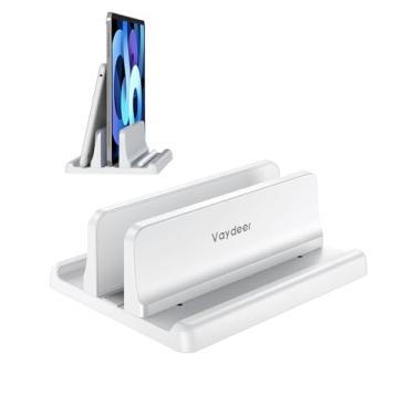 Imagem de Vaydeer Suporte vertical para laptop de plástico ajustável, base 3 em 1 para todos os MacBook Pro Air, Mac, HP, Dell, Microsoft Surface, Lenovo, até 17,3 polegadas (branco)